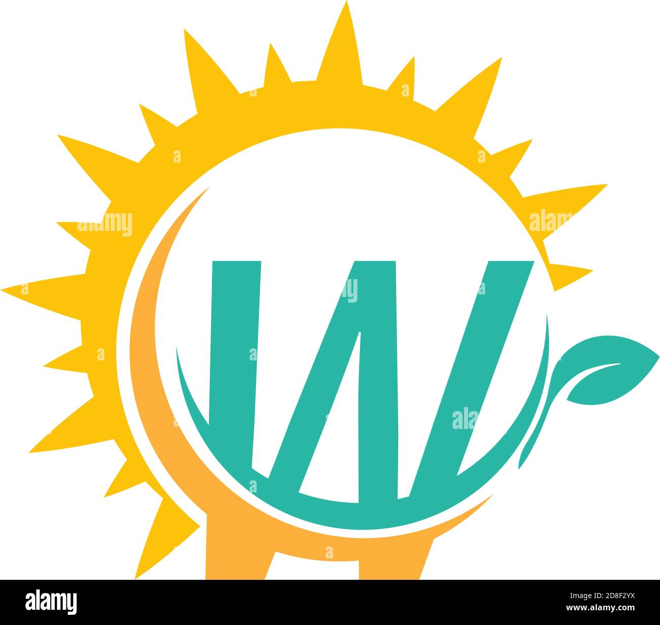 Logo icône lettre W avec feuille et motif soleil concept Image Vectorielle  Stock - Alamy