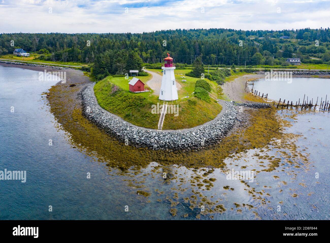 Mulholland point Light, Welshpool, Nouveau-Brunswick, Canada (de Lubec, Maine) Banque D'Images