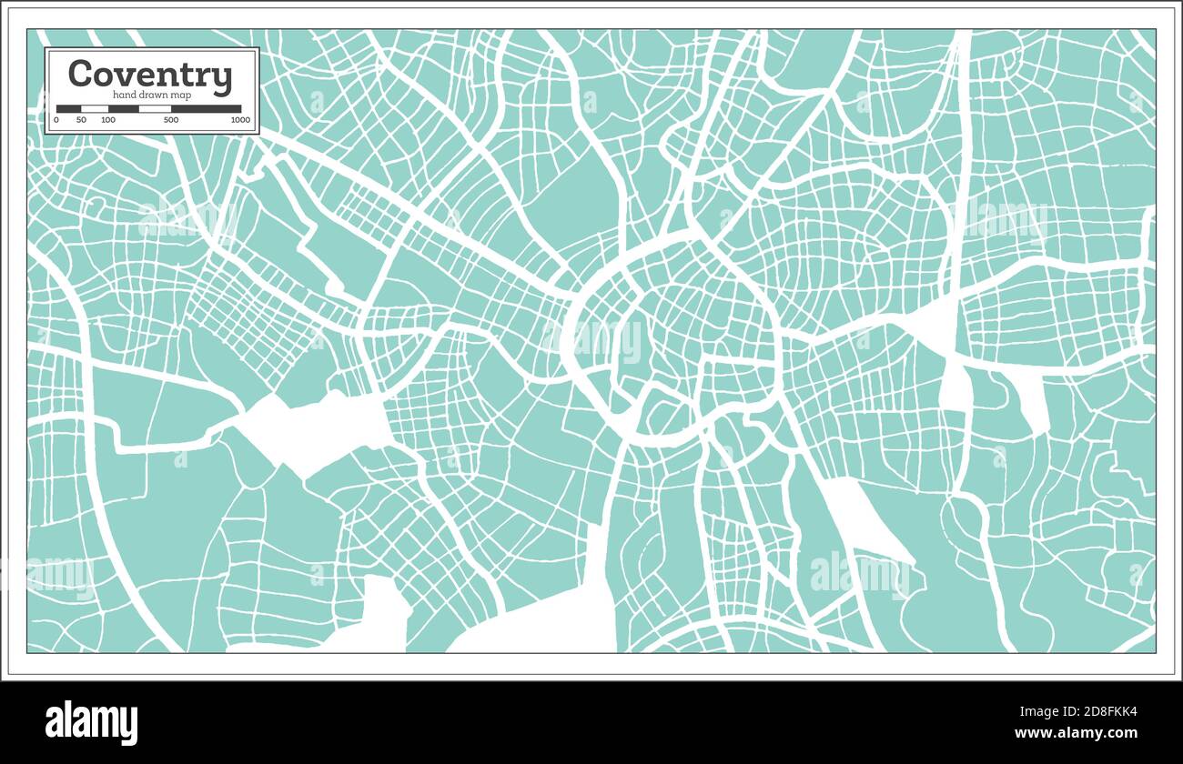 Coventry carte de la ville de Grande-Bretagne en style rétro. Carte de  contour. Illustration vectorielle Image Vectorielle Stock - Alamy