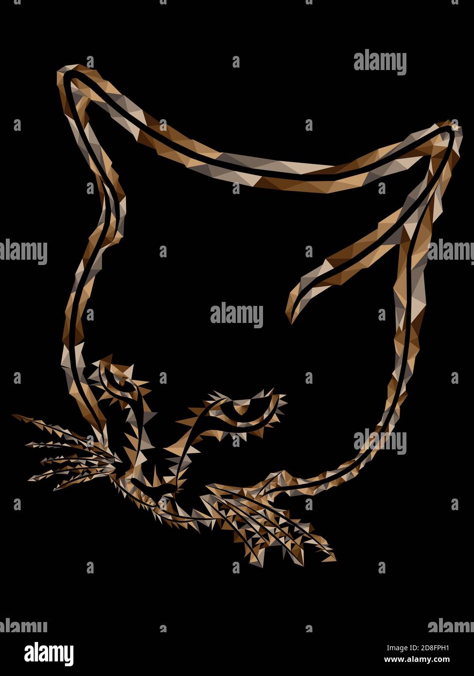 Mosaique D Un Contour Tete De Chat Dans Des Teintes Brunes Isolees Sur Fond Noir Decoration Sur Verre Pour Les Enfants Image Vectorielle Stock Alamy