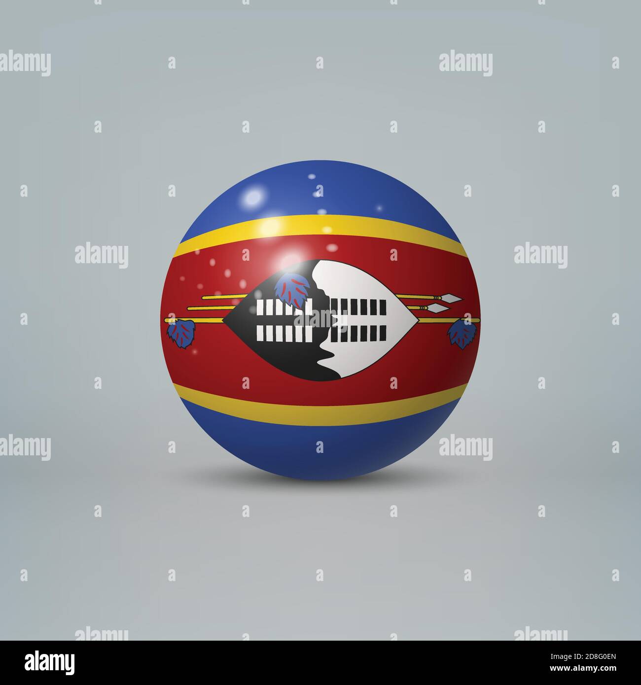 Sphère ou boule en plastique brillant réaliste avec drapeau d'eSwatini Illustration de Vecteur