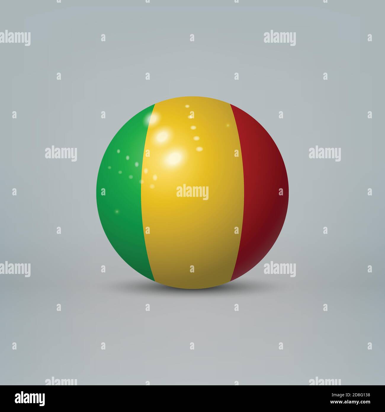 Sphère ou boule en plastique brillant réaliste avec drapeau du Mali Illustration de Vecteur