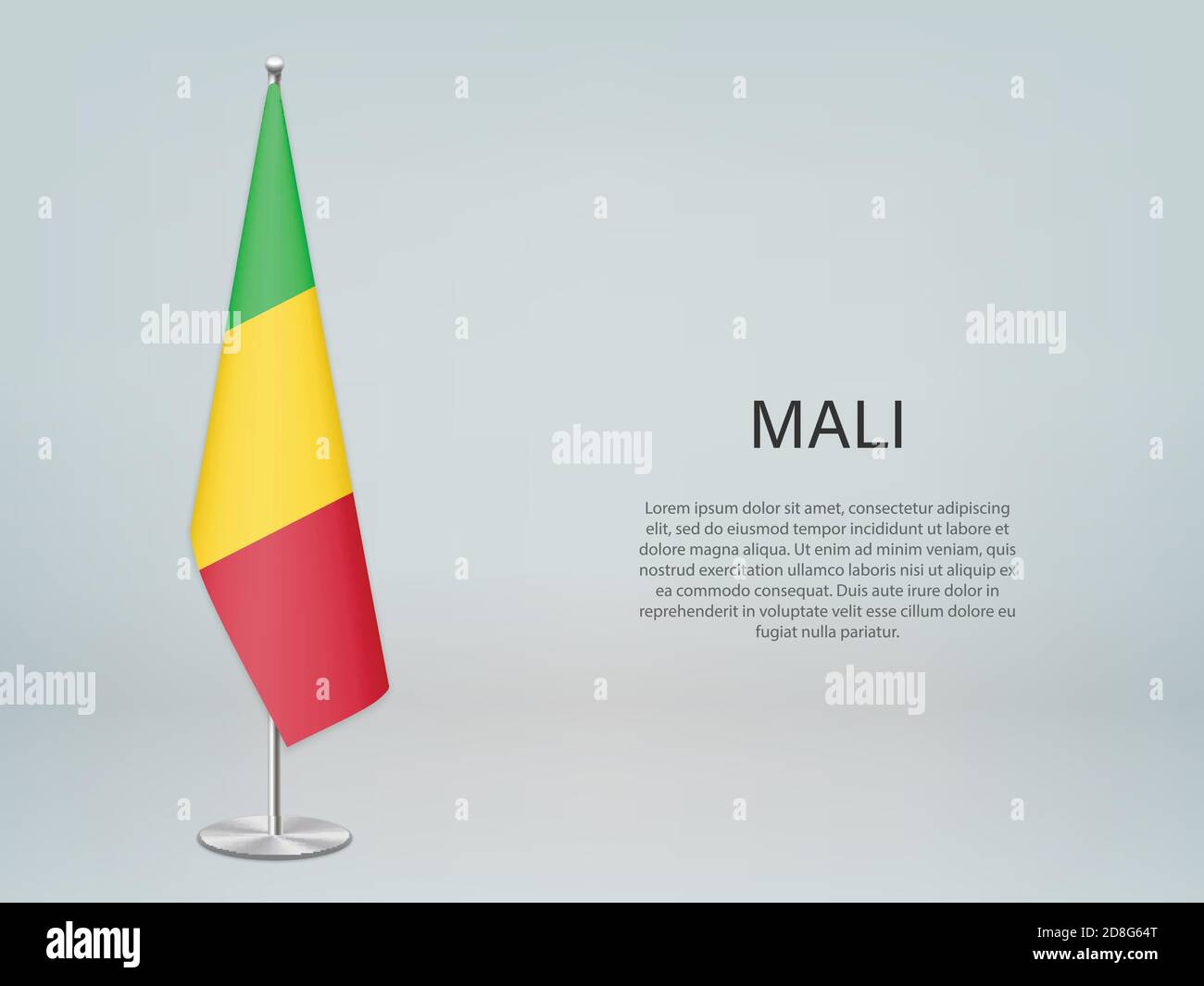 Drapeau suspendu du Mali sur le stand. Modèle de bannière de conférence Illustration de Vecteur