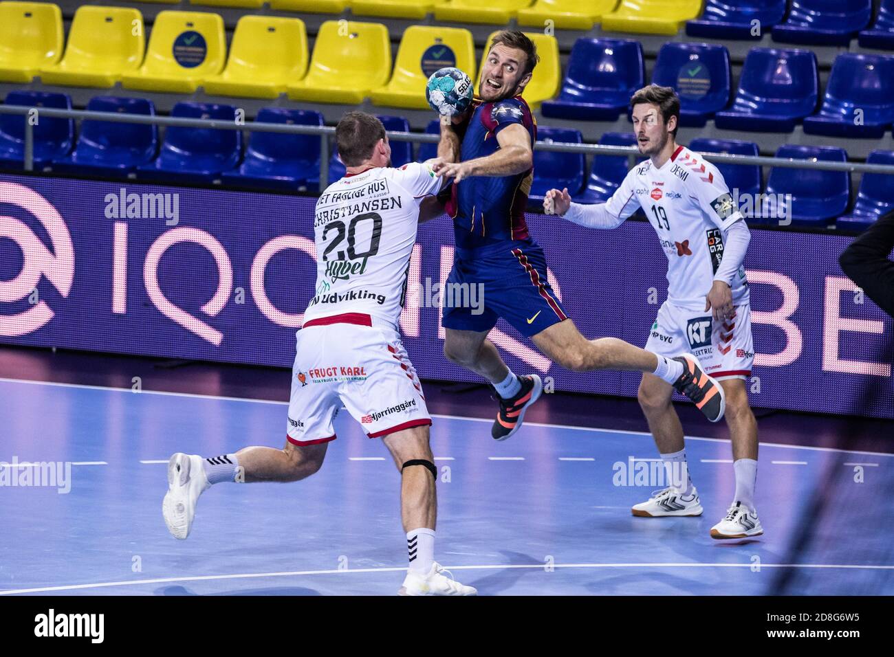 Luka Cindric du FC Barcelone lors du match de la ligue des champions VELUX EHF entre le FC Barcelone et Aalborg Handbold au Palau Blaugrana le 29 octobre, C Banque D'Images