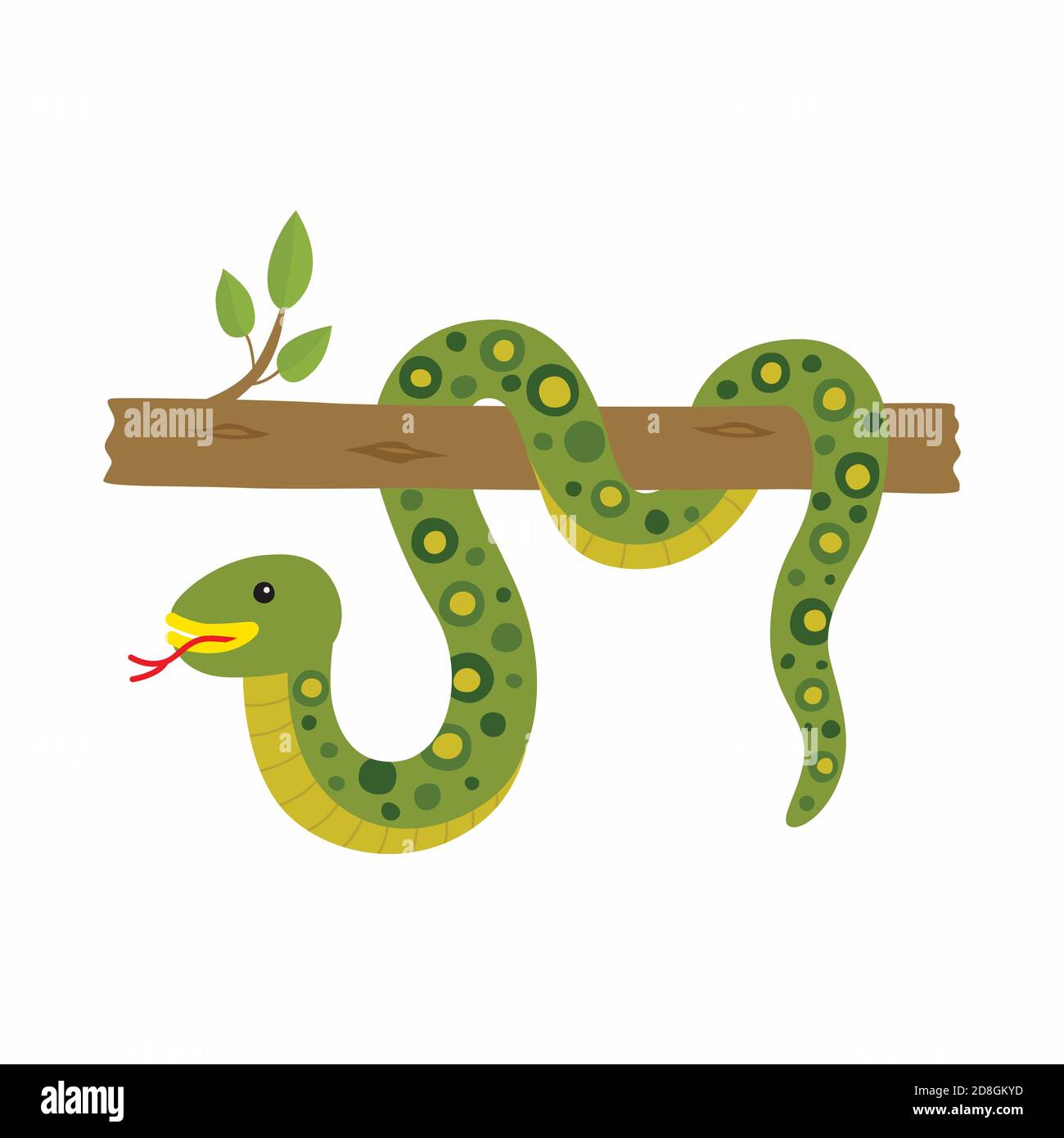Anaconda sur un arbre. Illustration vectorielle isolée. Illustration de Vecteur