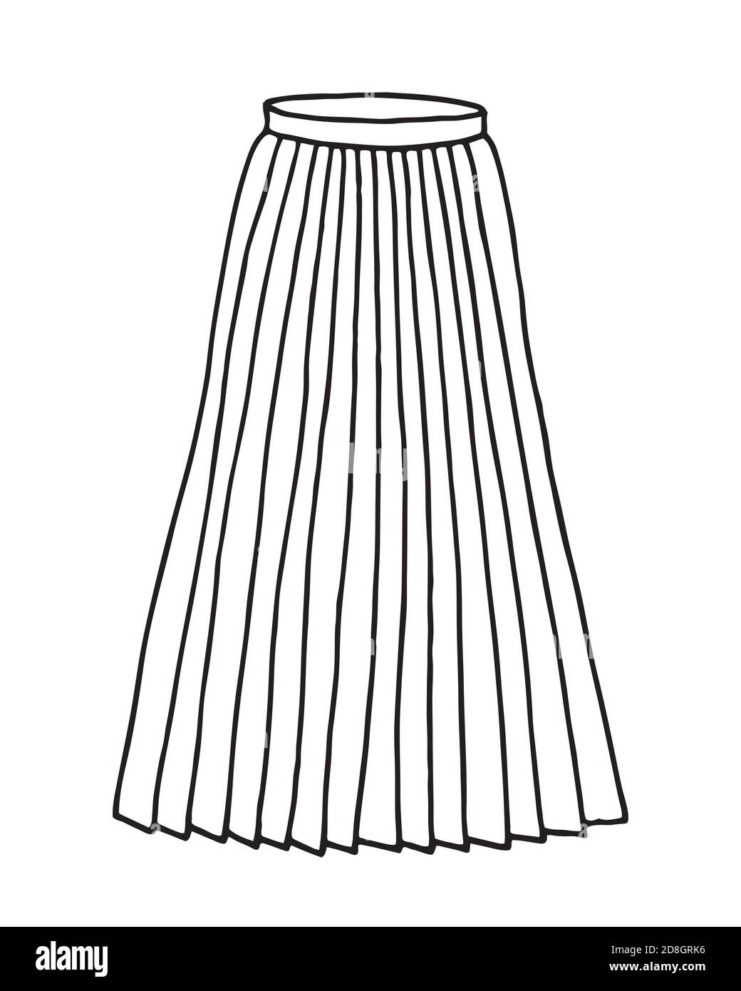 Main dessinée femmes jupe Doodle isolé sur fond blanc Illustration de Vecteur