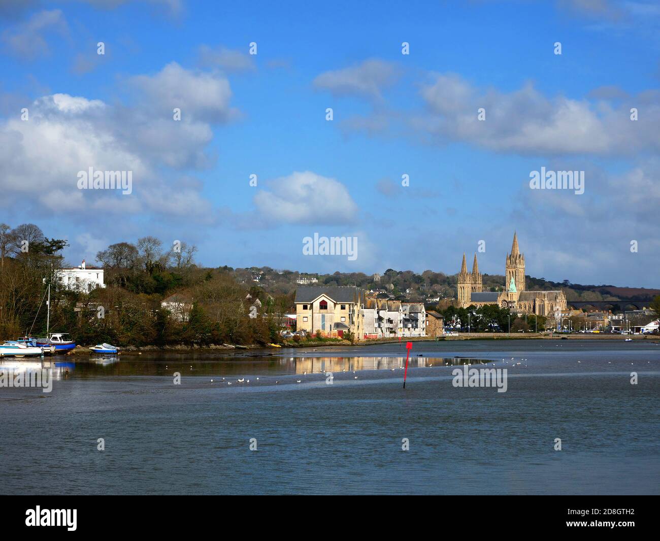 Cathédrale de Truro, quai de Garras et rivière Truro, Cornouailles. Banque D'Images