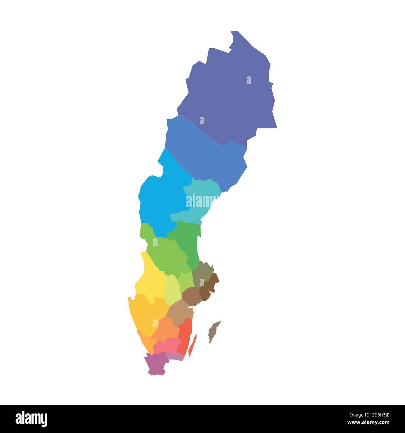 Comtés de Suède. Carte des divisions administratives régionales des pays. Illustration vectorielle colorée. Illustration de Vecteur