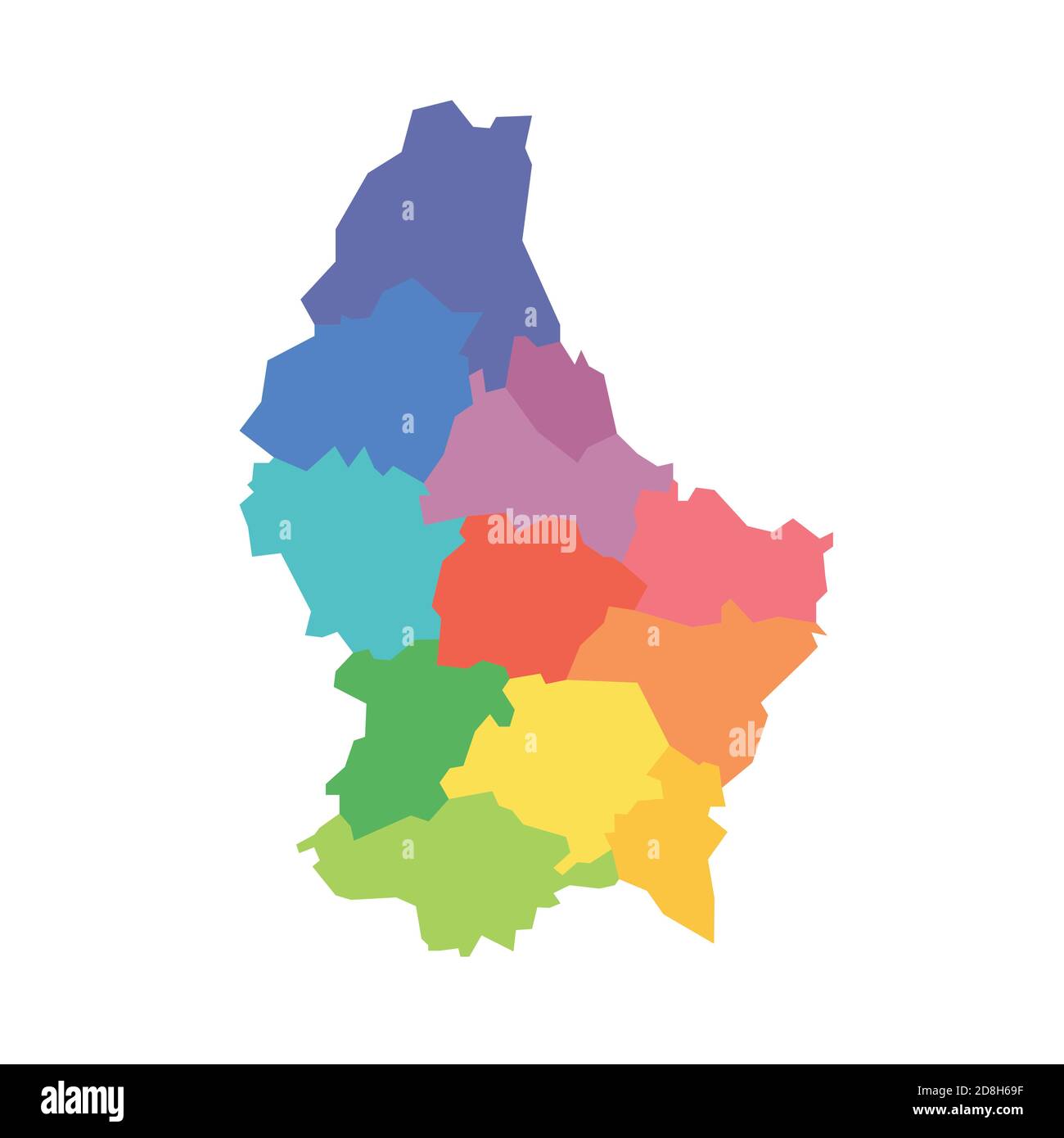 Cantons de Luxembourg. Carte des divisions administratives régionales des pays. Illustration vectorielle colorée. Illustration de Vecteur