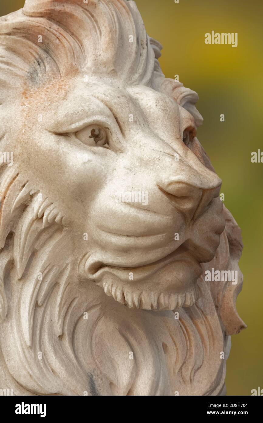 Fière statue de lion masculin dans la ville asiatique de Guilin, en Chine Banque D'Images