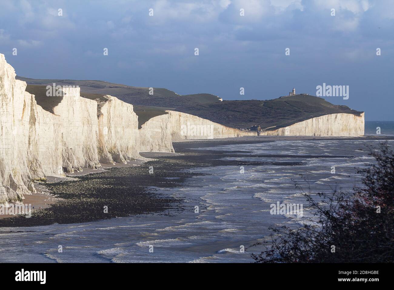 Seven Sisters craie falaises eastbourne South Downs Way Seven Hill tops vue de seaford Head English Channel littoral. Attraction touristique pittoresque Banque D'Images