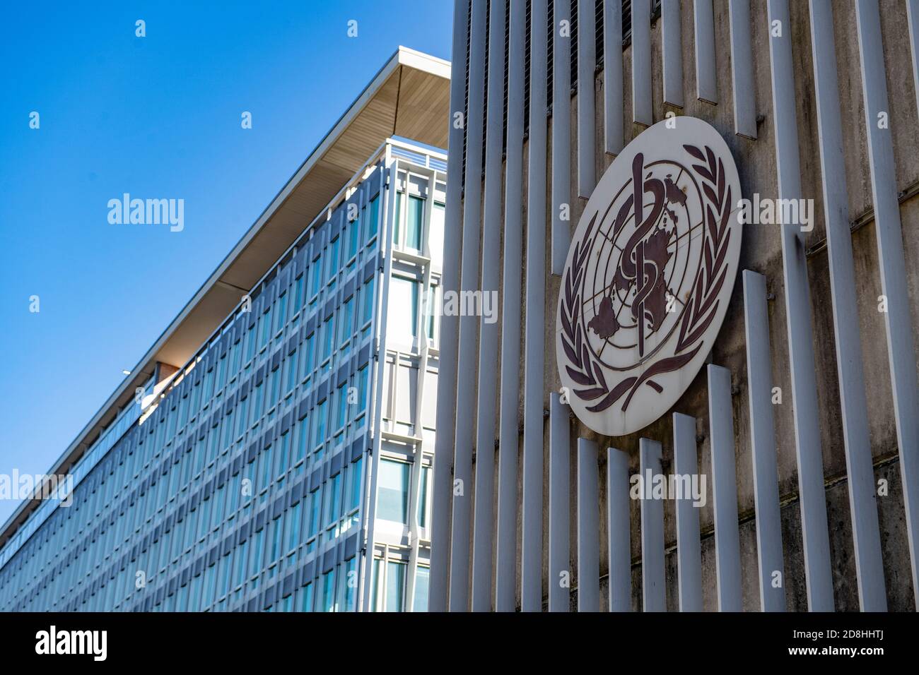 Signe de l'Organisation mondiale de la santé (OMS) à leur siège À Genève, le 30 octobre 2020 Banque D'Images