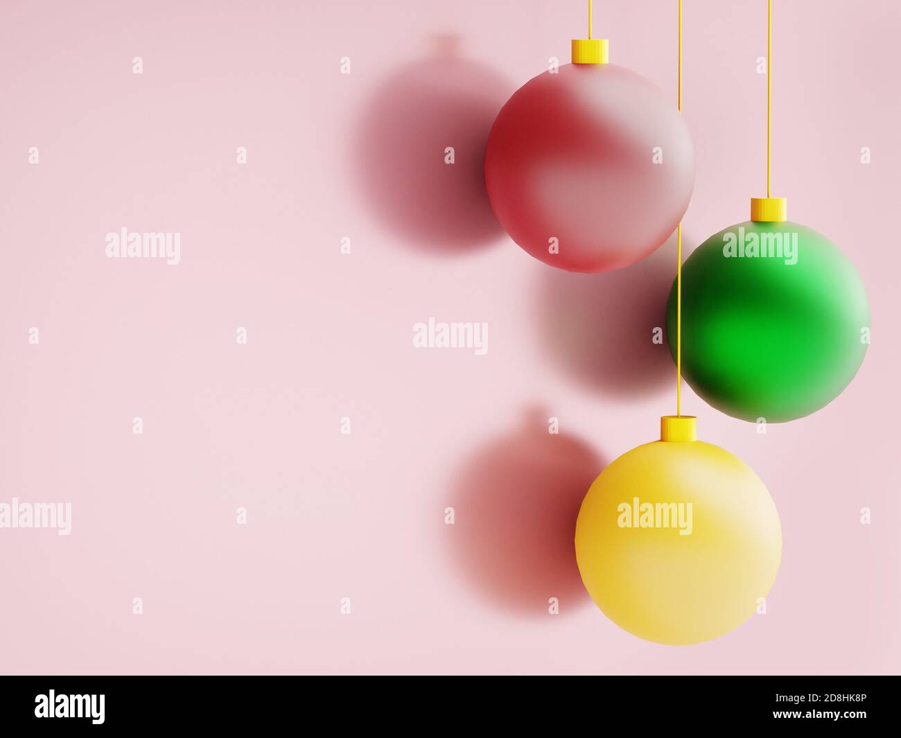 Trois boules de Noël avec arrière-plan pour le texte du nouvel an. rendu 3d Banque D'Images
