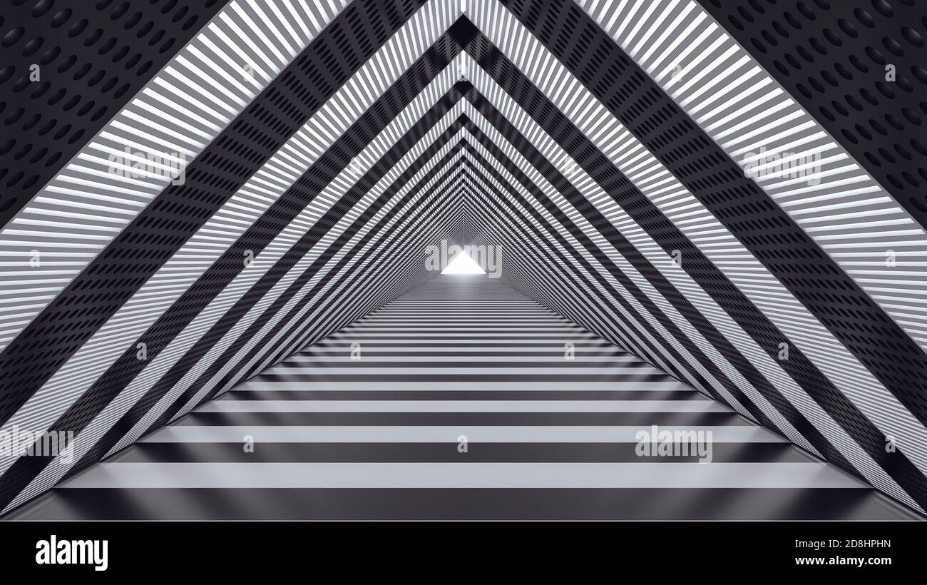 Illustration 3D abstraite futuriste du rendu du tunnel de vitesse 3d Banque D'Images