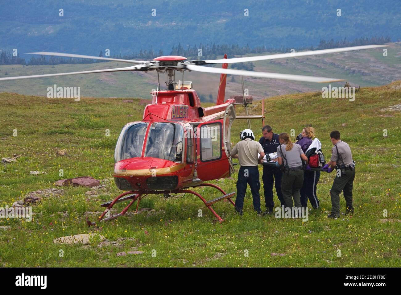 Hélicoptère de sauvetage d'air, le parc national des Glaciers, Kalispell, Montana, USA Banque D'Images