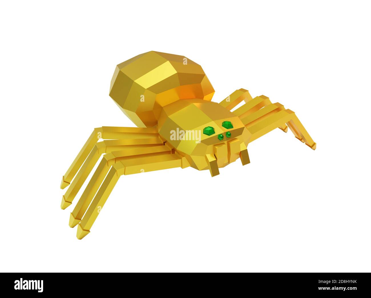 araignée robot en poly doré faible isolée sur un rendu 3d blanc Banque D'Images