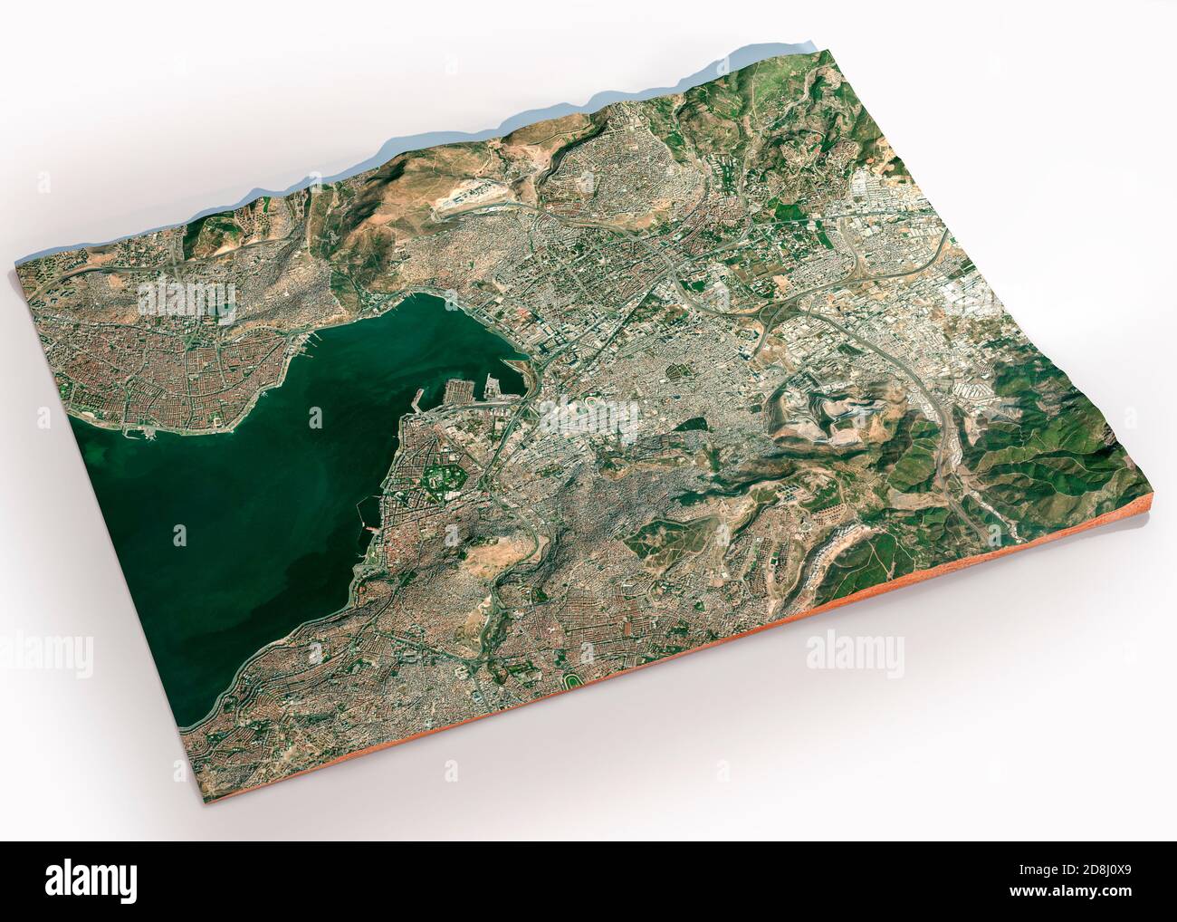 Carte satellite d'Izmir. C'est une ville métropolitaine à l'extrémité ouest de l'Anatolie et la troisième ville la plus peuplée de Turquie. Carte, tremblement de terre Banque D'Images