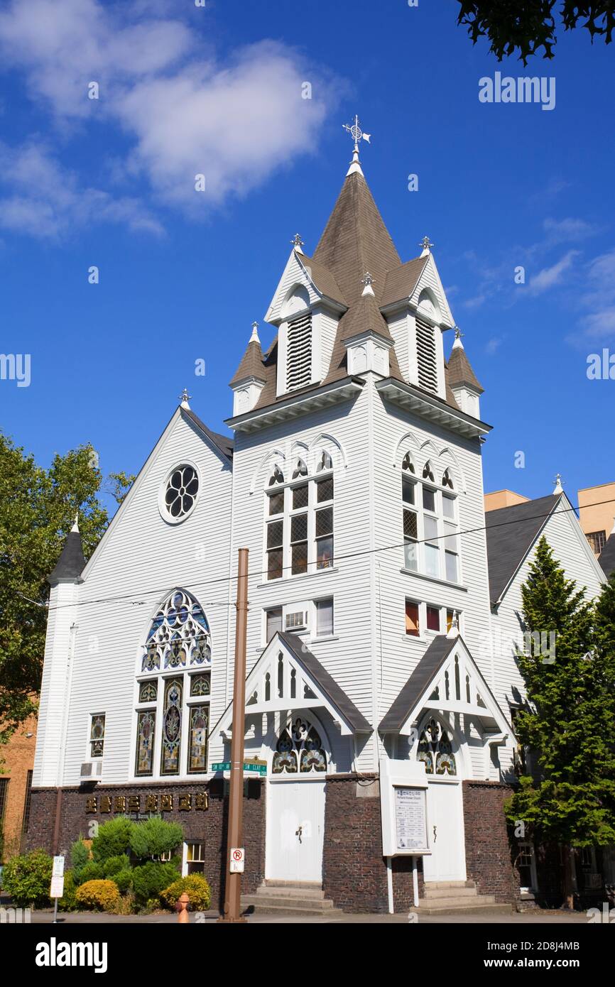 Eglise de Corée de Portland dans le quartier universitaire, Oregon, USA Banque D'Images