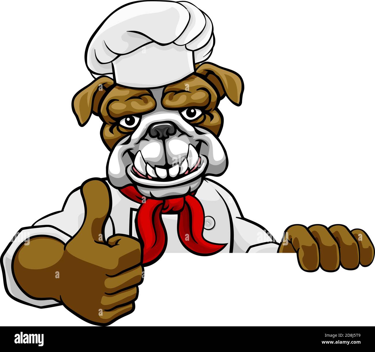 Crachoir de la mascotte du chef Bulldog Thumbs Up Sign Illustration de Vecteur