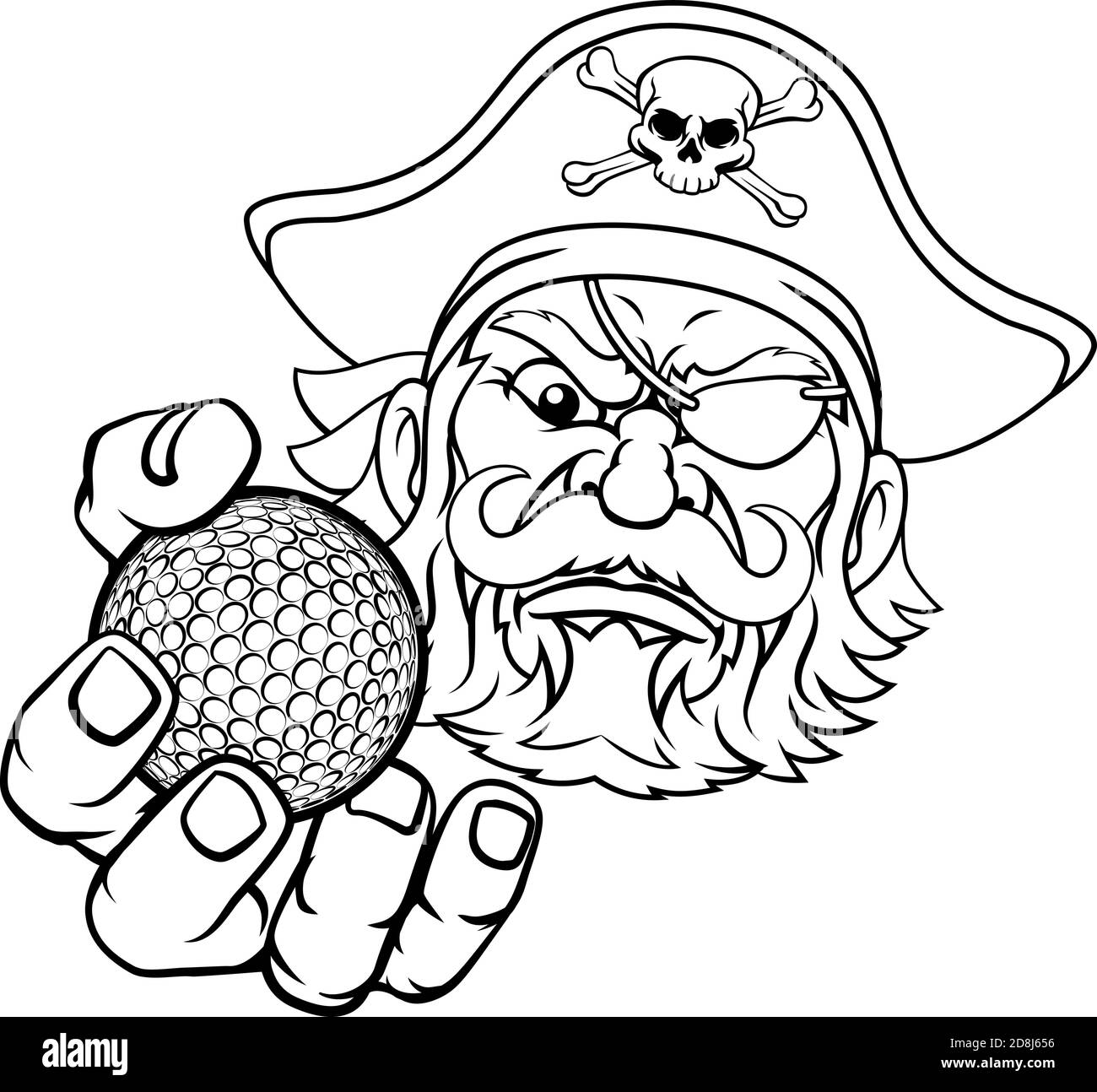 Craton de mascotte de sport Pirate Golf ball Illustration de Vecteur