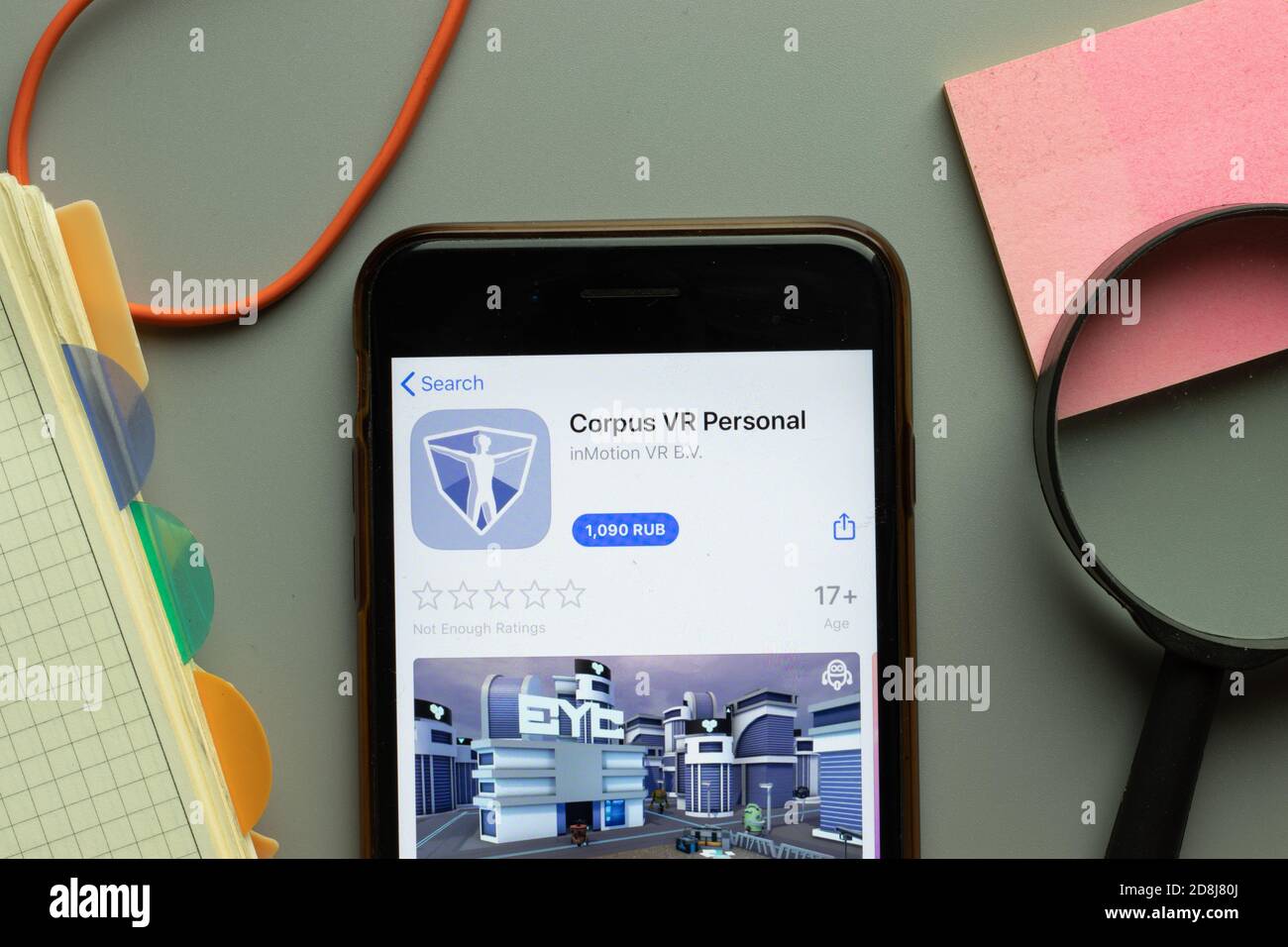 New York, Etats-Unis - 26 octobre 2020 : corpus VR Personal Mobile App logo sur l'écran du téléphone gros plan, Illustration Editorial Banque D'Images