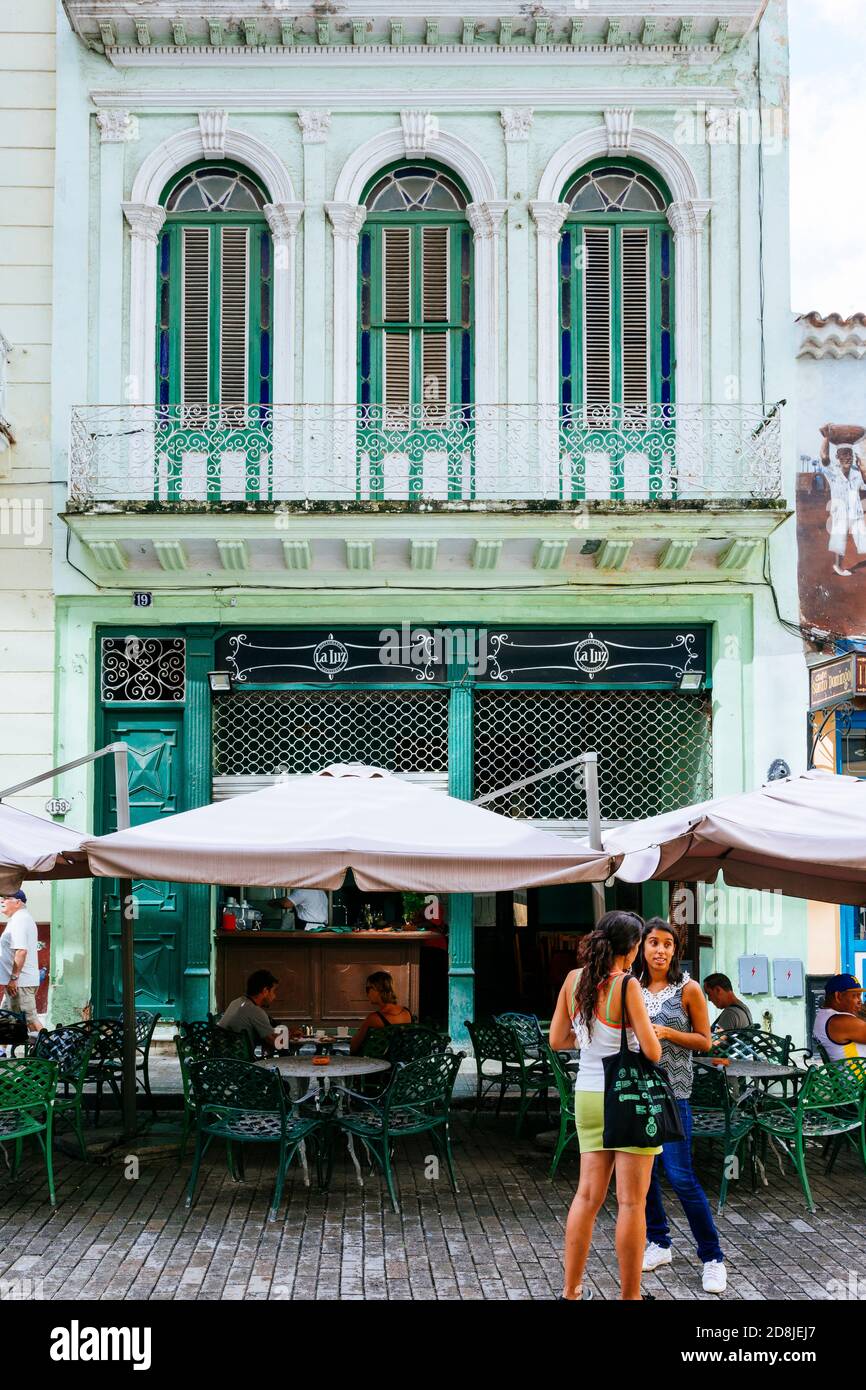 Cafétéria la Luz - café la Luz. Rue Bishop - Calle del Obispo. La Habana - la Havane, Cuba, Amérique latine et Caraïbes Banque D'Images