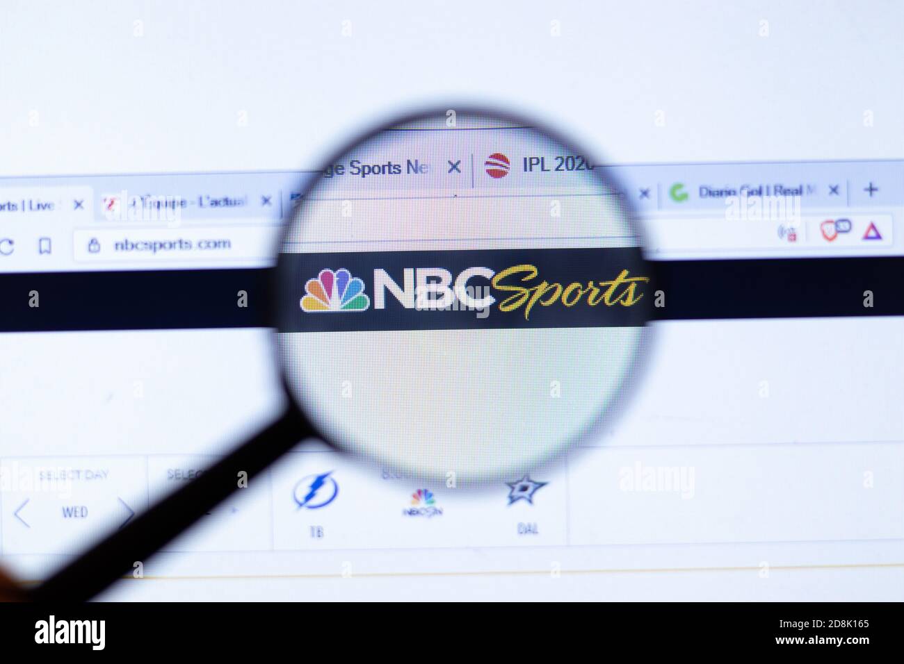 New York, États-Unis - 29 septembre 2020 : site Web de la société NBC Sports nbcsports.com avec logo en gros plan, Editorial Banque D'Images