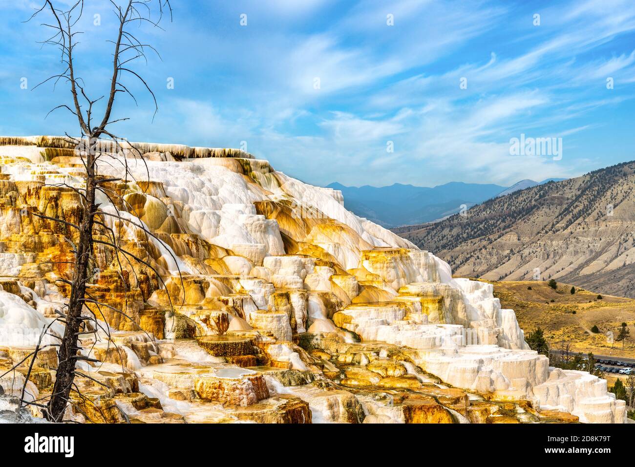 Mammoth Hot Springs dans le Parc National de Yellowstone, Wyoming Banque D'Images