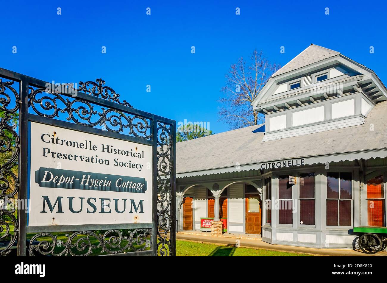 Le Musée du dépôt de la citronnelle est photographié, le 29 octobre 2020, à la citronnelle, en Alabama. Le musée, construit en 1908, était autrefois le dépôt ferroviaire. Banque D'Images