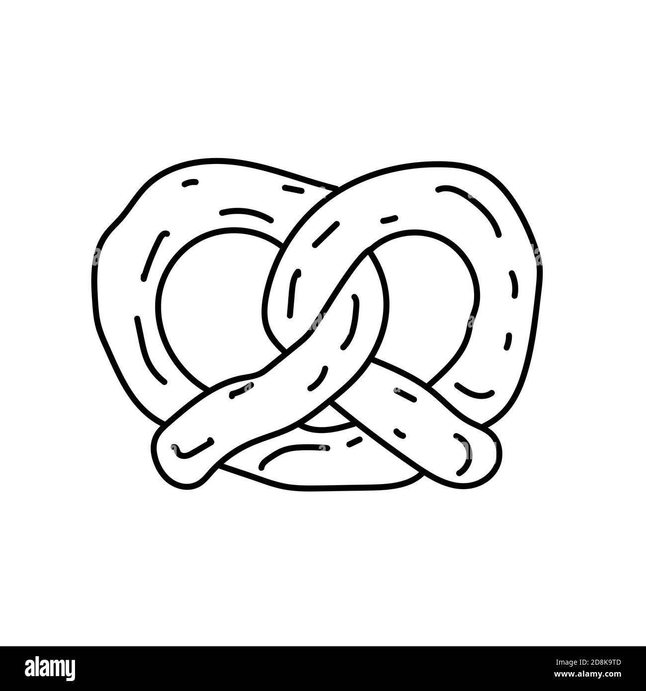 Icône bretzel. Style d'icône Doodle dessiné à la main ou Black Outline Illustration de Vecteur
