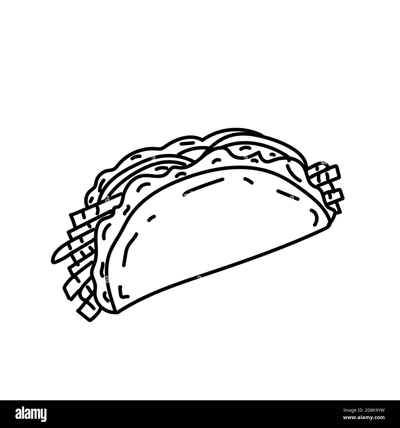 Icône Taco. Style d'icône Doodle dessiné à la main ou Black Outline Illustration de Vecteur