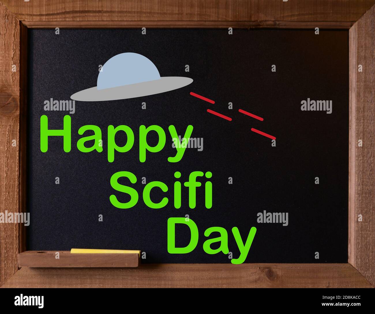 Tableau noir avec graphique et message pour les fêtes nationales, bonne journée de scifi Banque D'Images