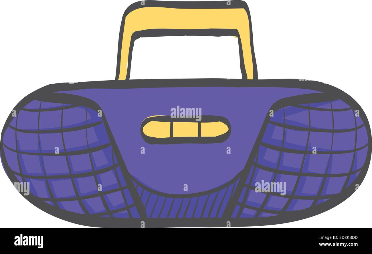 Icône du lecteur de cassettes dans la mise en plan couleur. Musique danse partie audio stéréo mini compo Illustration de Vecteur