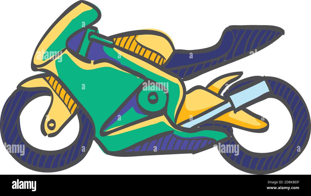 Icône moto dans le dessin en couleur. Sport, vitesse, course Image  Vectorielle Stock - Alamy