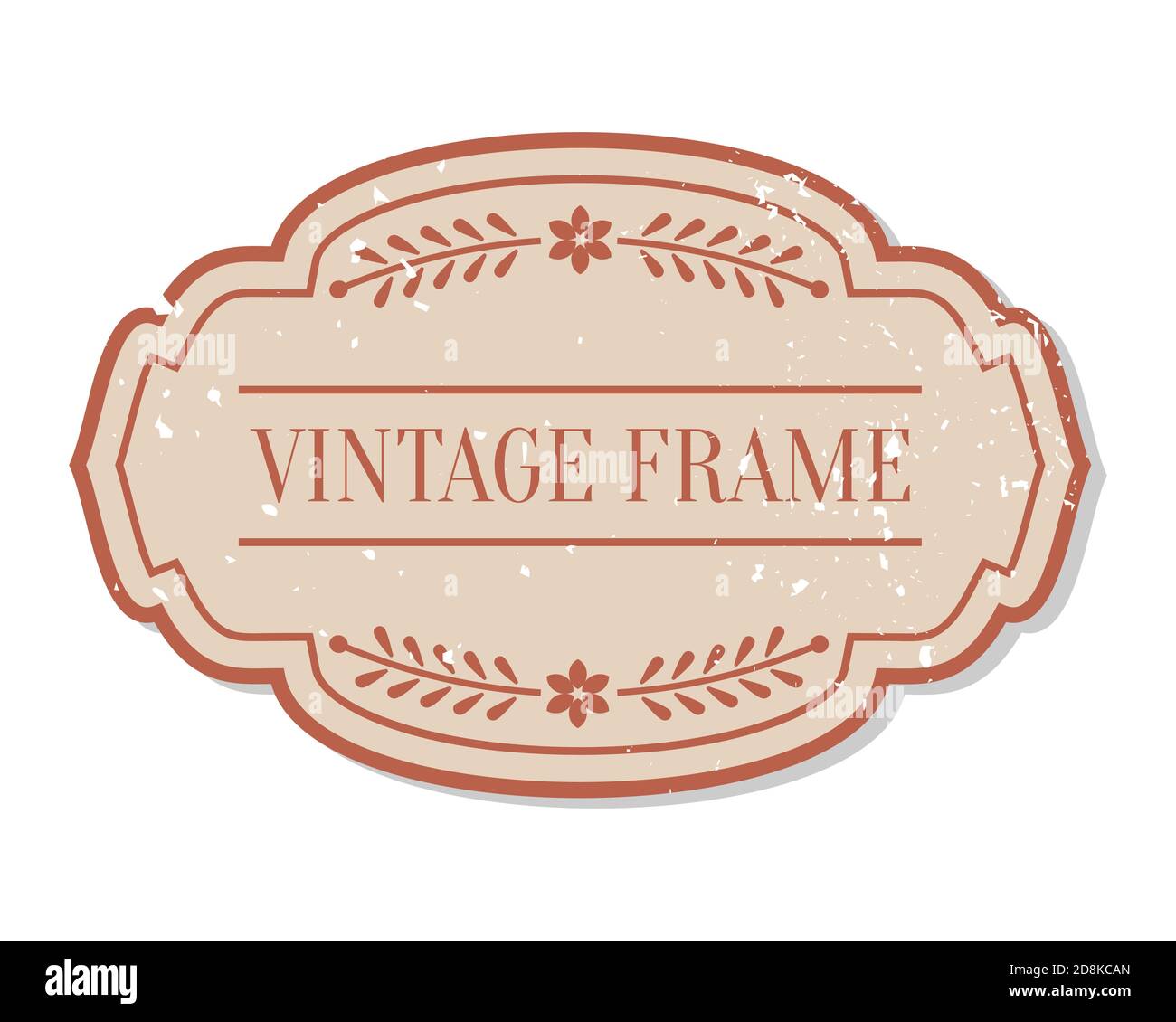 Gros plan plat de couleur vintage avec élément décoratif de grunge. Modèle de texte de cadre d'autocollant d'emballage. Bannière de bordure de forme rétro, conception de menu. Illustration vectorielle isolée monobadge vintage Illustration de Vecteur