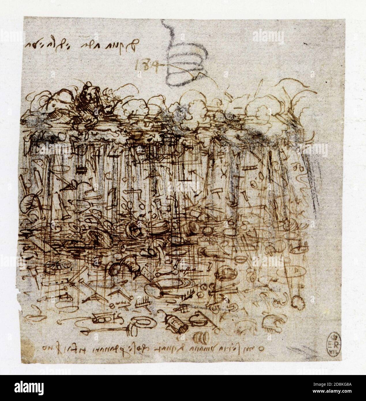 Léonard de Vinci. Un nuage de possessions matérielles. 1510. Stylo et encre avec des traces de craie noire Banque D'Images