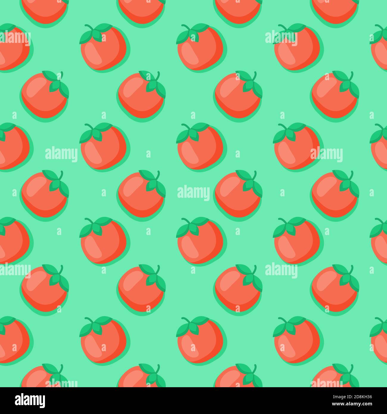 Motif tomate fruits papier peint impression bannière décorative vert isolé arrière-plan avec un style de couleur plate Illustration de Vecteur