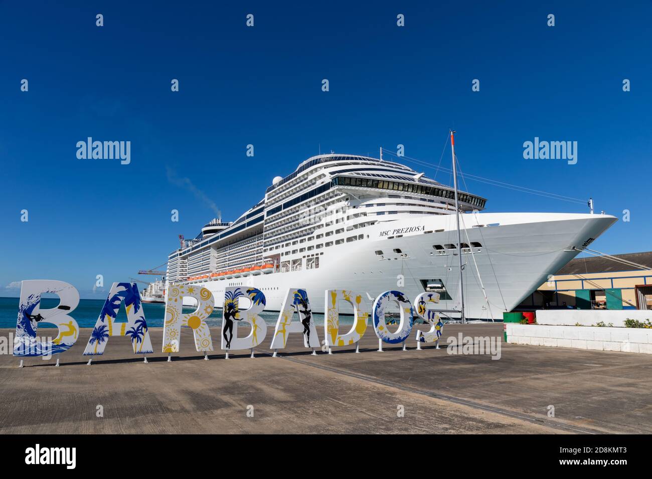 07 JANVIER 2020 - navire de croisière MSC Preziosa à Bridgetown Harbour, Barbade Banque D'Images