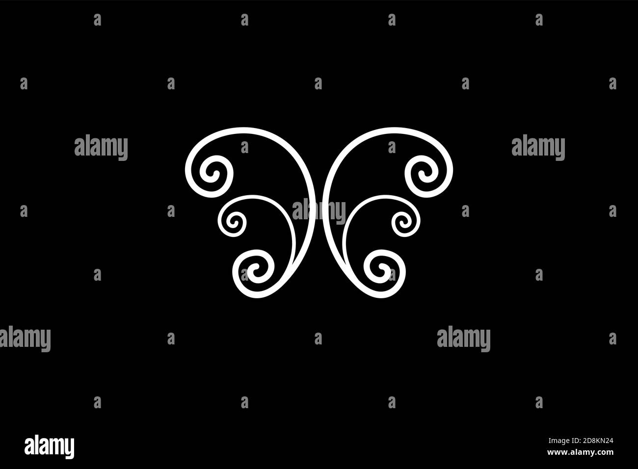 Logo papillon ornemental sur fond noir Illustration de Vecteur