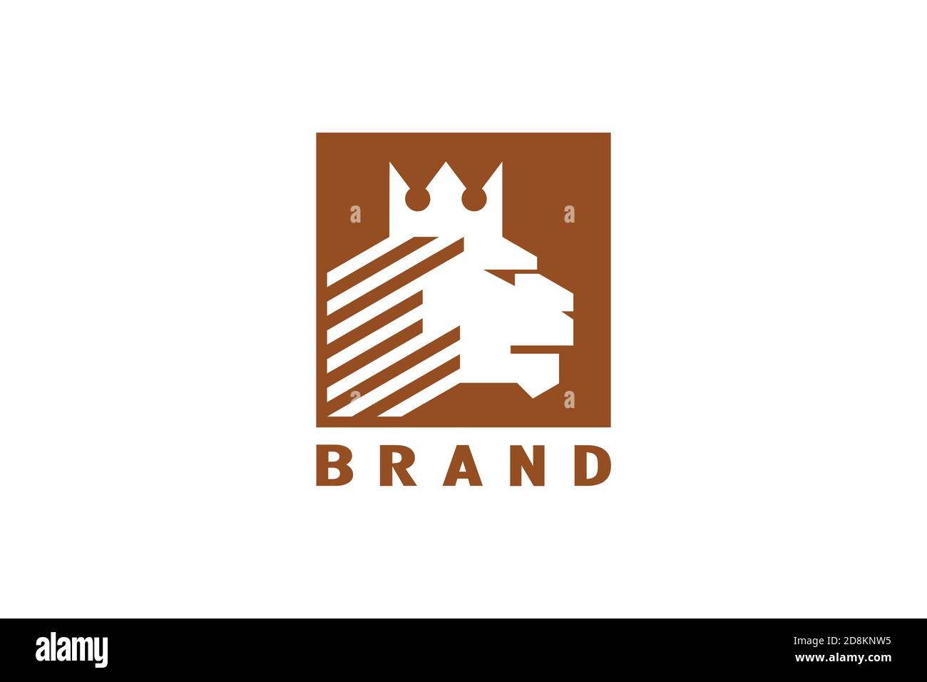 Logo Roi Lion, tête de lion avec motif espace négatif, style vintage et design élégant. Illustration de Vecteur