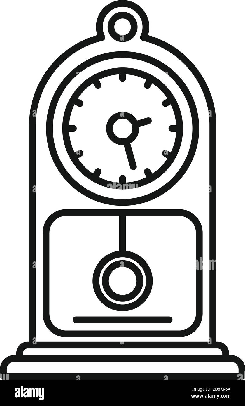 Icône d'horloge pendule d'oiseau, style de contour Illustration de Vecteur