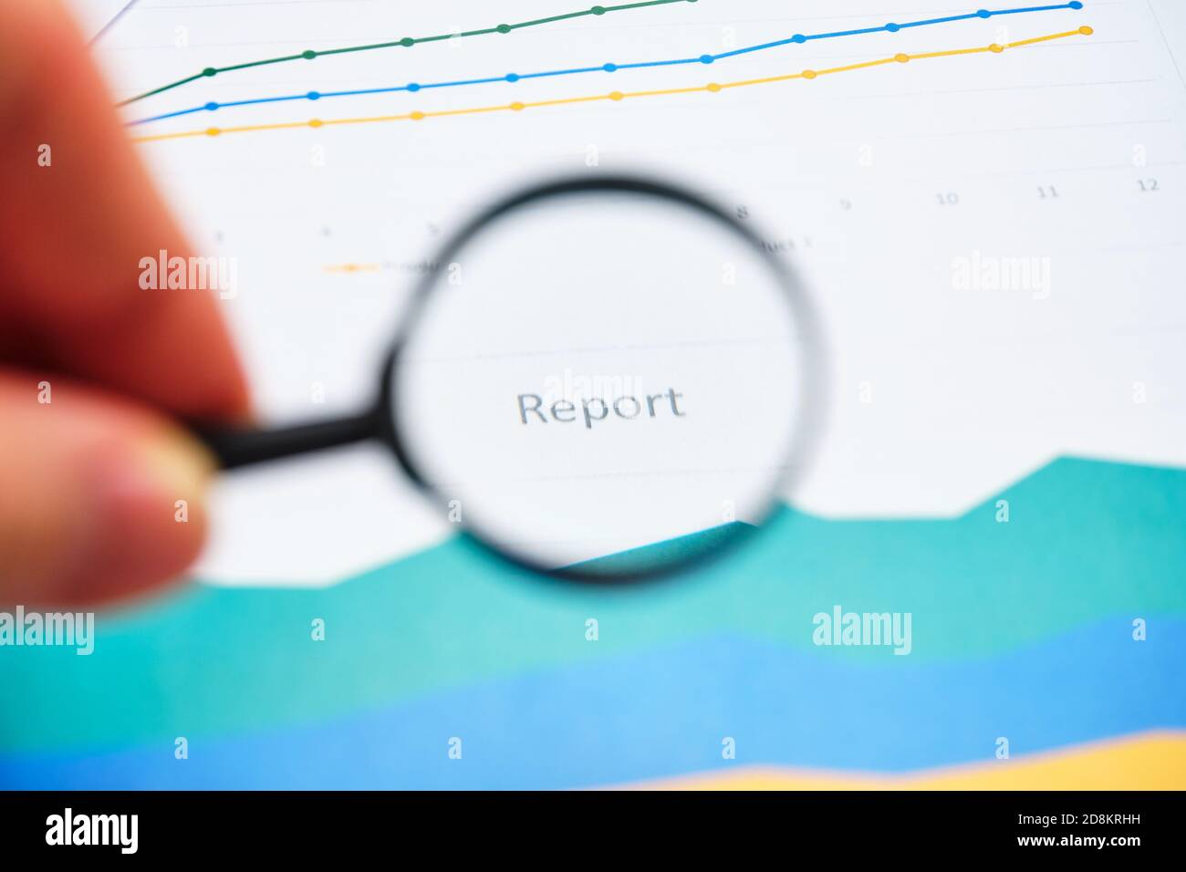 Concept commercial avec graphiques pour le rapport et leur analyse. Banque D'Images