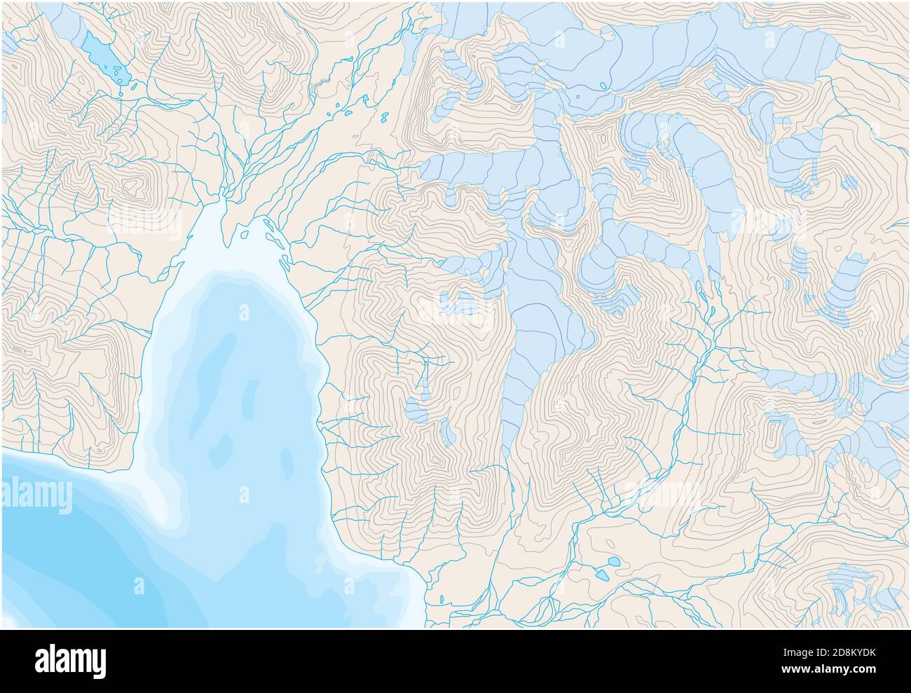 Carte topographique abstraite avec lignes de contour et illustration des glaciers Illustration de Vecteur