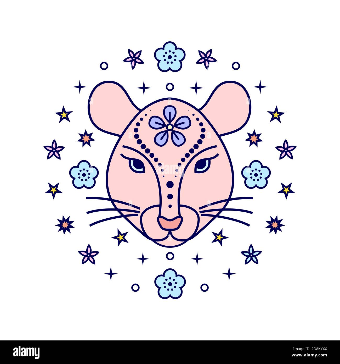 Signe du zodiaque chinois de rat i Illustration de Vecteur