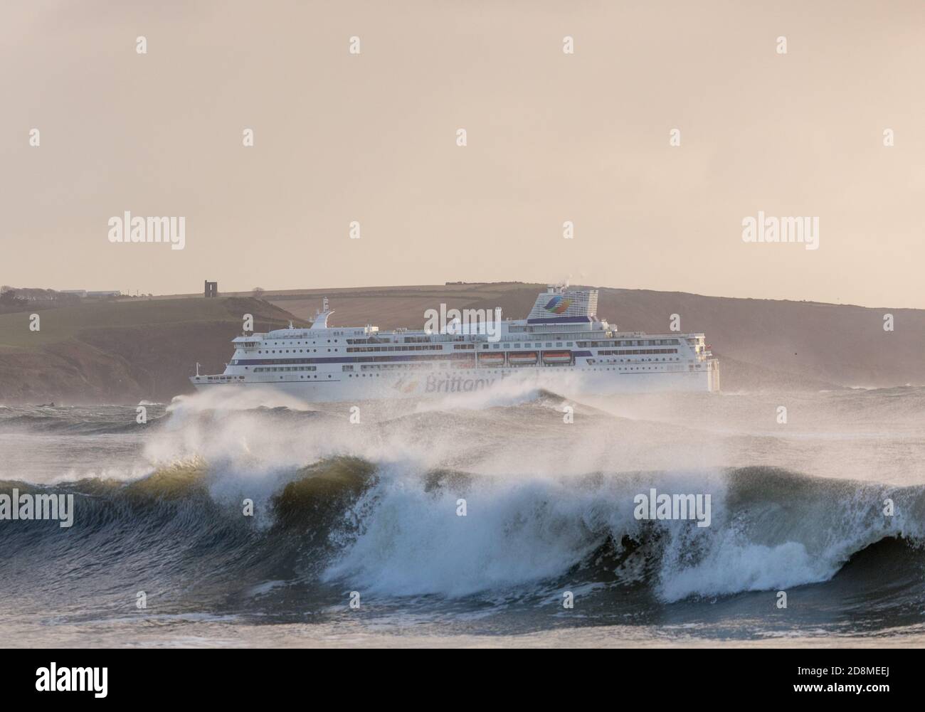 Myrtleville, Cork, Irlande. 31 octobre 2020. Ferry Pont Aven approche du port de Cork et refuge pendant la tempête Aiden à roches point, Co. Cork, Irlande. - crédit; David Creedon / Alamy Live News Banque D'Images