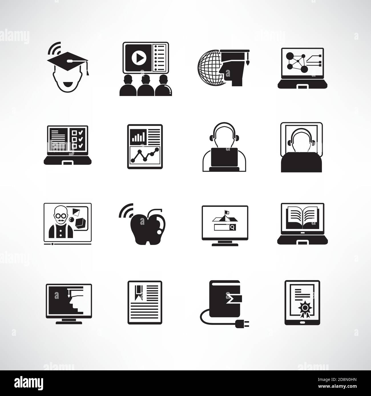jeu d'icônes de formation en ligne Illustration de Vecteur
