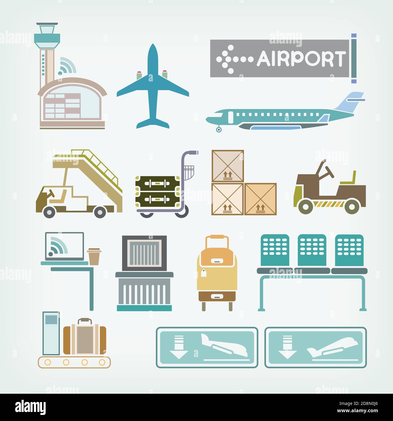 icônes airport définies Illustration de Vecteur