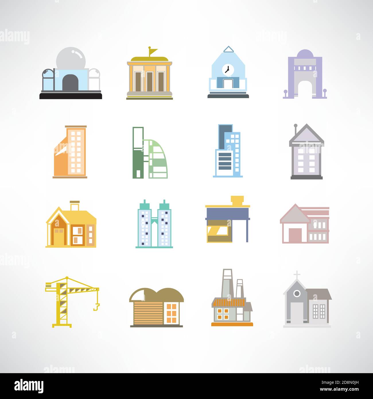 ensemble d'icônes de bâtiment Illustration de Vecteur