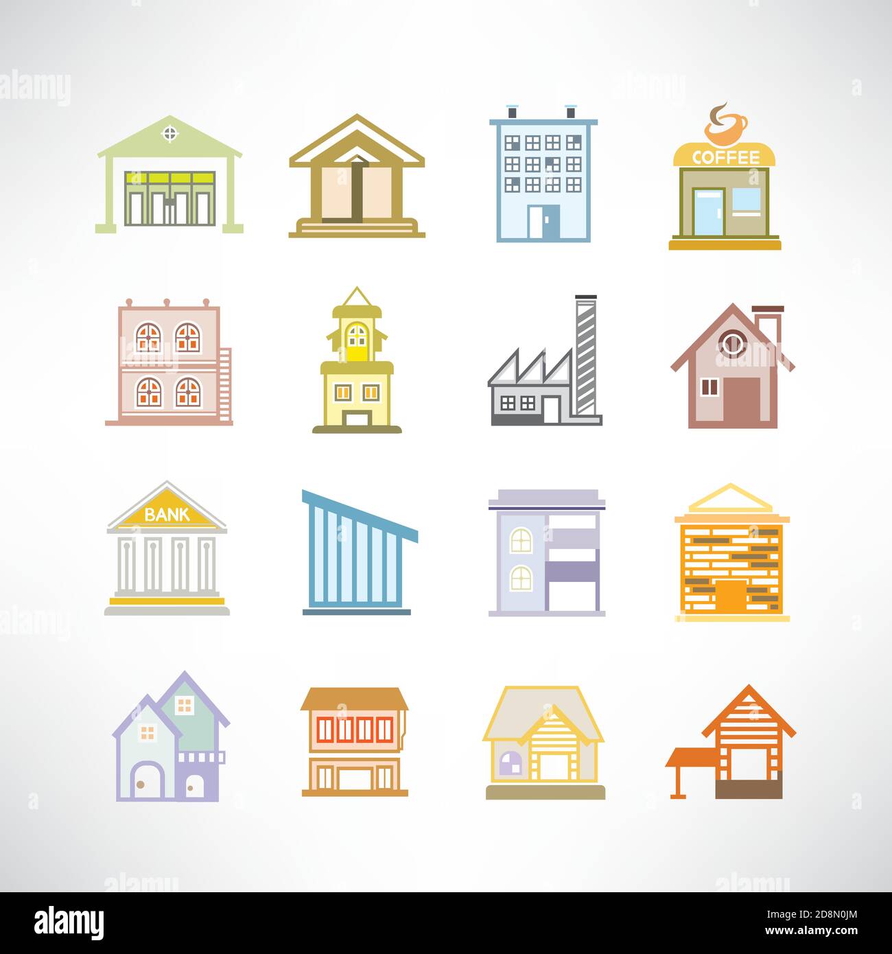 ensemble d'icônes de bâtiment Illustration de Vecteur