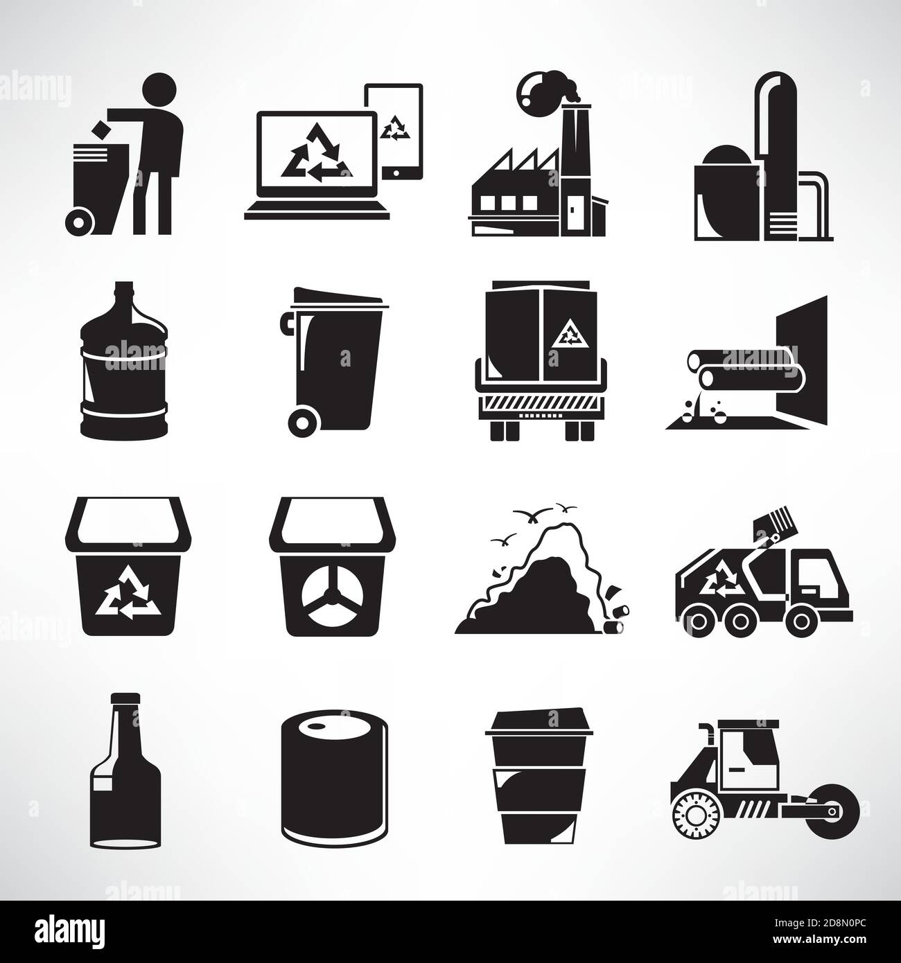 jeu d'icônes de gestion des déchets, icônes de déchets Illustration de Vecteur